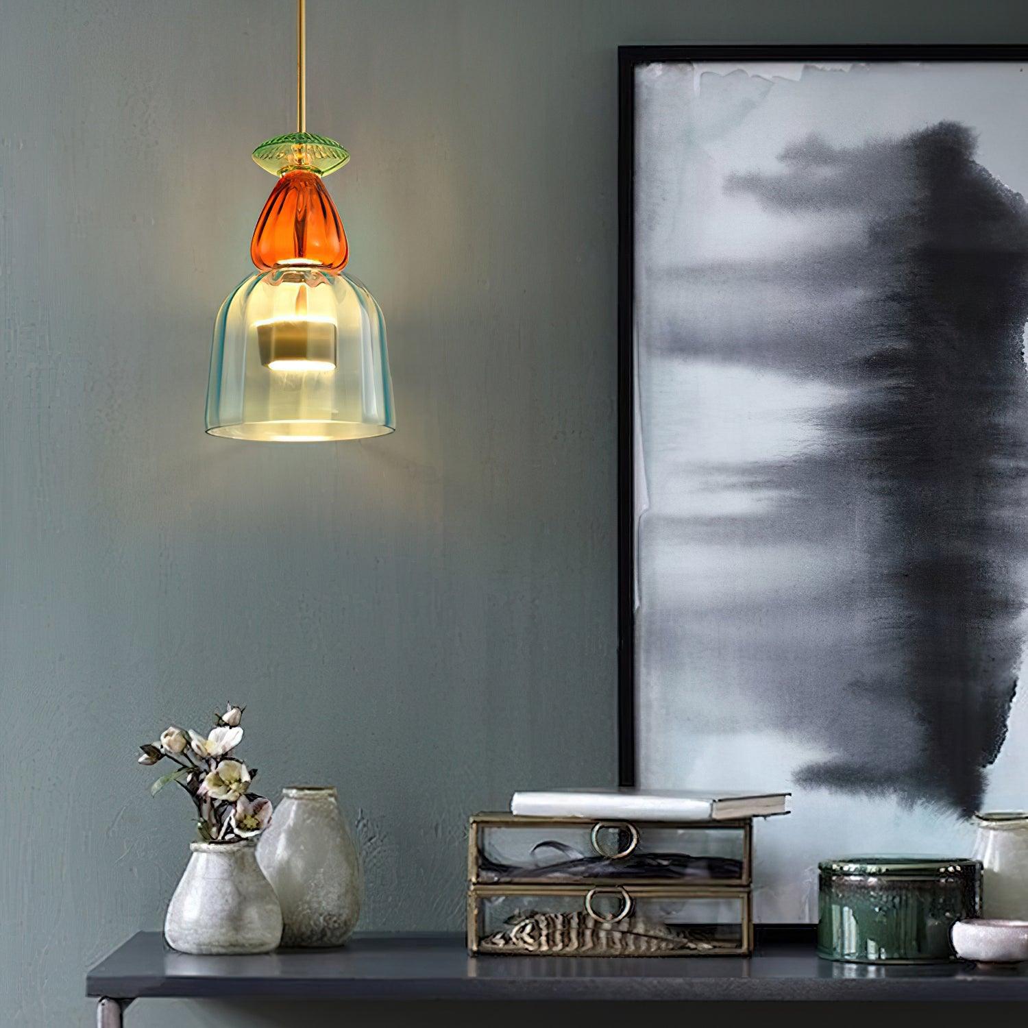 Iron Glass Chandelier Light - Colorful Candy Hand Blown Mixed Color